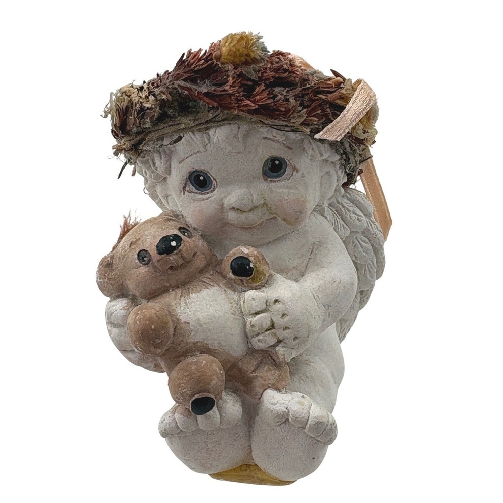 Dreamsicles Teddy And Me DC053 Small White Cherub Angel With Teddy Bear 1994